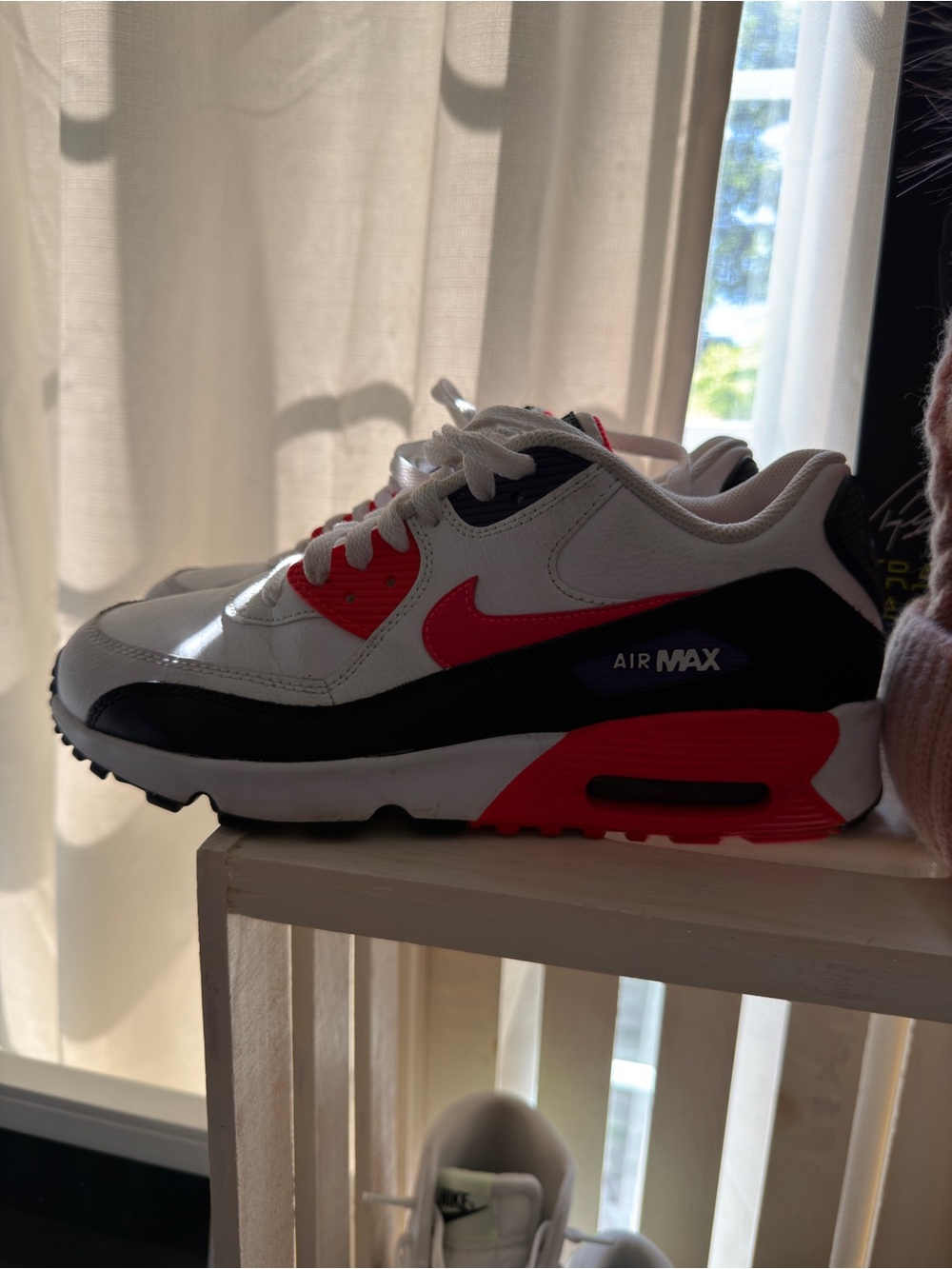 Nike Kids Air Max White Black Red Accent Sneakers